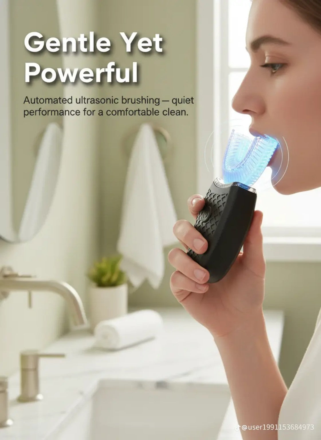 Brosse à dents automatique en U en utilisation